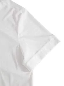 Manfinity Homme Plus Size Men's Solid See-Through Casual Short Sleeve Shirt, Summer - White - View 4