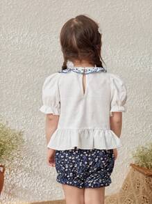 Blossori Baby Girls' Vacation Collared Embroidery Top/Shorts Set - Multicolor - View 2