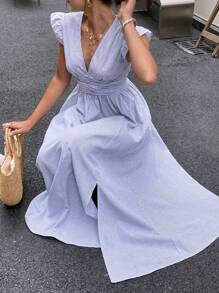 Serisse Women's V-Neck Long Dress, Simple And Fashionable, Suitable For Summer Dresses For Wedding Event