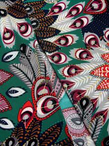 SHEIN Clasi Plus Size Women's Boho Style V-Neck Floral Print Dress - Green - View 3