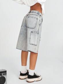 SHEIN Jeans corti a vita bassa, tinti e strappati