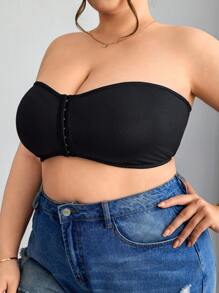 SHEIN CURVE+ Front Zip Plus Size Minimizer Padded Bra Tank Top, Curve Plus, Boho Vacation