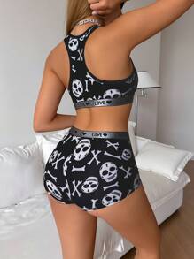 SHEIN 1 套女士内衣吊带背心文胸和内衣，夏季时尚 - 黑與白 - 查看 2