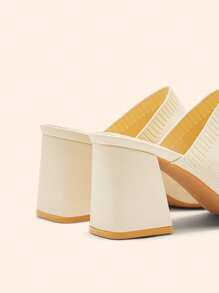 CUCCOO BASICS Women Pointed Toe Fashion Mule High Heel Shoes - Beige - View 4