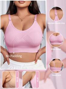 1pc Women Wireless Seamless Bra - Baby Pink - View 1