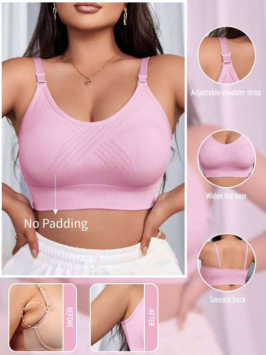 1pc Women Wireless Seamless Bra - Baby Pink - View 1