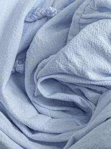 Rusticease Women's Mid-Length Short Sleeve Solid Color Dress, Fashion All-Match Buttoned Versatile Summer Wear,Shirt Dresses For Women - Baby Blue - View 3