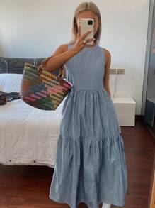 Livesso Women Spring Style Vacation Denim Dress