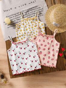 LMoss Kids LMoss 3pcs Young Girl Ditsy Floral Knitted Cami Top Set, Young Girl Clothing - Multicolor - View 5