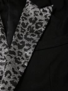 Manfinity AFTRDRK Men's Leopard Print Splice Suit Set: Jacket And Pants Men's Formal Wear Men Formal Outfit Wedding Outfit For Men Prom Suit Male Wedding Suits For Men - Black - View 6