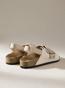 Solecia Sandalias planas negras para mujer, chanclas de moda para playa y uso casual
