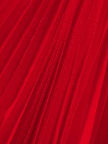 Rometta Abito da donna elegante con pieghe, taglia comoda, colore rosso, adatto per feste, compleanni e Natale - Multicolore - Visualizzare 6