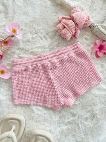 Sweetina Quần bó dệt kim cơ bản màu hồng dành cho nữ, mùa hè - Hồng - Xem 3