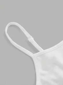 SHEIN PETITE Casual Solid Color Truncated Suspender High Elastic Knitted Slim Fit Women's Top Suitable For Autumn And Winter As An Inner Wear