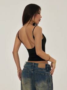 SHEIN PETITE Camolă de damă, ocazional, de culoare solidă, fără spate, cu bretele, vară