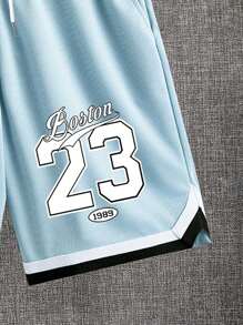 Manfinity ZONE917 Standard Größe Herren numerisches Design gerippter hellblauer Farbton Weste Set