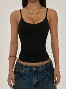 SHEIN PETITE Camolă de damă, ocazional, de culoare solidă, fără spate, cu bretele, vară