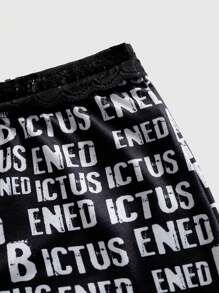 ROMWE Bộ đồ ngủ áo ba lỗ và quần short họa tiết tiếng Anh Goth Academy Angel, thường ngày - màu đen - Xem 3