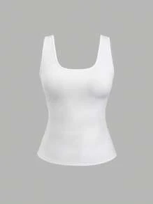Flirla Camiseta sin mangas holgada de cuello cuadrado y plisada para mujer de talla grande para el verano - Multicolor - Ver 6