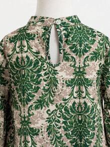 SHEIN Young Girl Fashionable Long Sleeve Dress, Suitable For Summer - Green - View 5