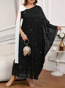 SHEIN Clasi Abito elegante con fiocchi e decorazioni in paillettes, di taglia grande, adatto per feste