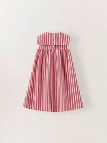 SHEIN Leap Crew Young Girl Summer Casual Striped Sleeveless Dress - Multicolor - View 8