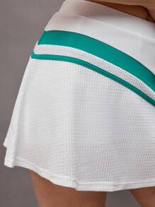 Activina Falda pantalón de deporte de verano con estampado gráfico, cintura elástica y bolsillos para tenis - Verde - Ver 3