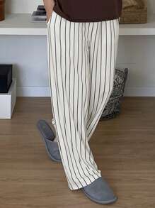 DAZY Men's Striped Loungewear Bottoms, Spring/Summer Pajama - Black and White - View 6