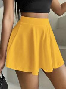Zolique Solid Color Elastic Waist Shorts With Pockets, Casual & Fashionable Summer Pants - Yellow - View 5
