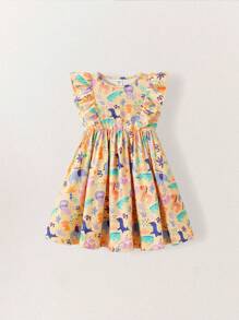 SHEIN Vestidos de verano con estampado de animales para niñas jóvenes - Multicolor - Ver 7