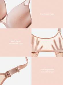LUVLETTE Plus Dream Curve Air Full Coverage Airy Breathable Sheer Mesh Spacer Cup Bra Pink Minimizer Bra