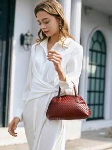 SHECARRY Borsa a tracolla donna, tinta unita bordeaux, semplice, borsa casual da tutti i giorni, ideale anche come regalo di San Valentino