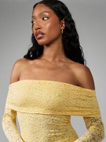 MISSGUIDED Abito mini Bardot in pizzo elasticizzato con maniche lunghe