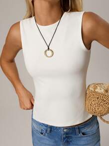 SHEIN Forever 21 Backless Crisscross Sexy Bodycon Sleeveless White Tank Top - White - View 4