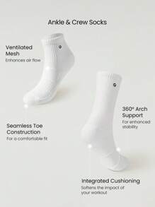 GLOWMODE 6 Pairs Comfort In Motion Breathable Mesh Compression Socks Logo Embroidery Daily Casual Vacation Wear - White - View 5