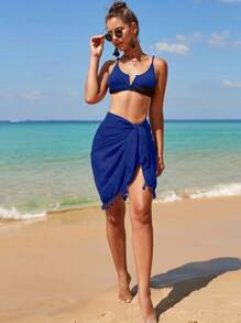 Swim Vcay 度假海滩流苏下摆泳衣罩裙