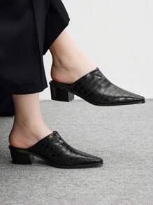 CUCCOO BIZCHIC Tacones altos de punta negra con tacón grueso, zapatos de tacón alto para mujer, elegantes, de estilo vintage, ideal para usar con atuendos casuales de primavera