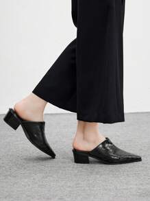 CUCCOO BIZCHIC Tacones altos de punta negra con tacón grueso, zapatos de tacón alto para mujer, elegantes, de estilo vintage, ideal para usar con atuendos casuales de primavera