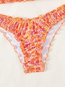 Swim Vcay Springbreak 荷叶边和小碎花抹胸和三角比基尼两件套泳衣，甜美女士泳装，适合海滩度假、休闲泳池派对 - 彩色 - 查看 5