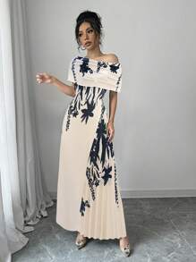 Selianne Elegantes modisches Pendler-Lässig-Romantik-Urlaubs-Damen-Kleid mit ärmellos, asymmetrischem Saum, Taille Raffung und Blume Muster