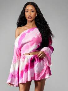 MISSGUIDED Set due pezzi coordinato con top fluido stampato e minigonna