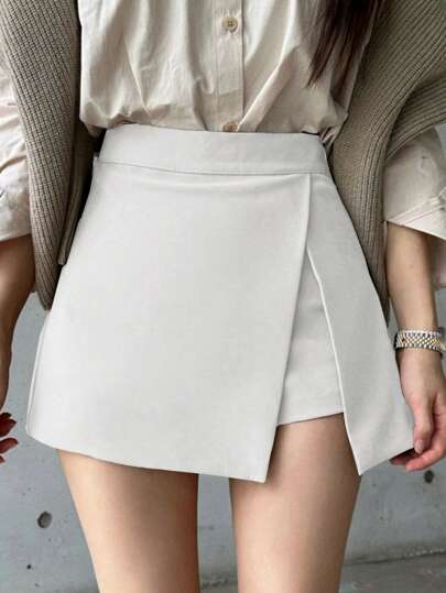 DAZY 女士纯色侧开衩休闲短裙 夏季
