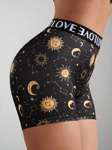 AltCore 1 szt. Damskie majtki z wysokim stanem z nadrukiem Układu Słonecznego, Gwiazdy i Księżyc - Wielokolorowe - Zobacz 1
