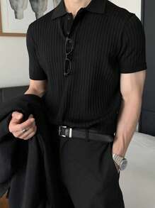 Manfinity Homme 男士短袖纯色 Polo 衫，夏季时尚 - 彩色 - 查看 3