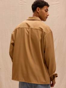 Woven "Musero" Embroidered Shirt Smart Spring Summer Streetstyle Holiday Vacation - Brown - View 3