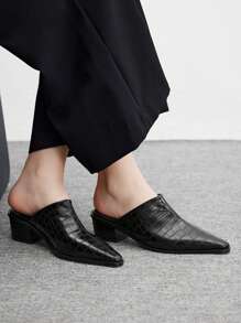 CUCCOO BIZCHIC Tacones altos de punta negra con tacón grueso, zapatos de tacón alto para mujer, elegantes, de estilo vintage, ideal para usar con atuendos casuales de primavera