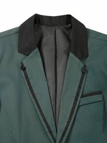 Manfinity Mode Men's Casual Blazer Suit, Contrast Color Block With Button Decor