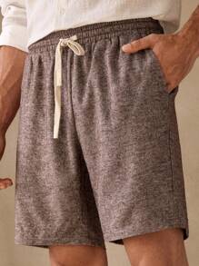 Manfinity ModaGents Pantalones cortos rectos de cintura media con cordón y tejido jacquard casual para hombre