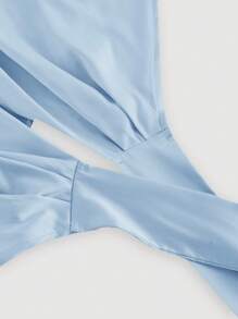 SHEIN MOD Damen Vintage hellblaues ärmelloses Trägertop mit Knotenrücken und Kreuzmuster - Babyblau - Übersicht 3