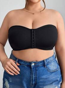 SHEIN CURVE+ Front Zip Plus Size Minimizer Padded Bra Tank Top, Curve Plus, Boho Vacation